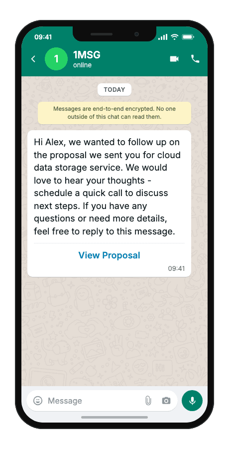 WhatsApp Business API for proposal follow-up reminder