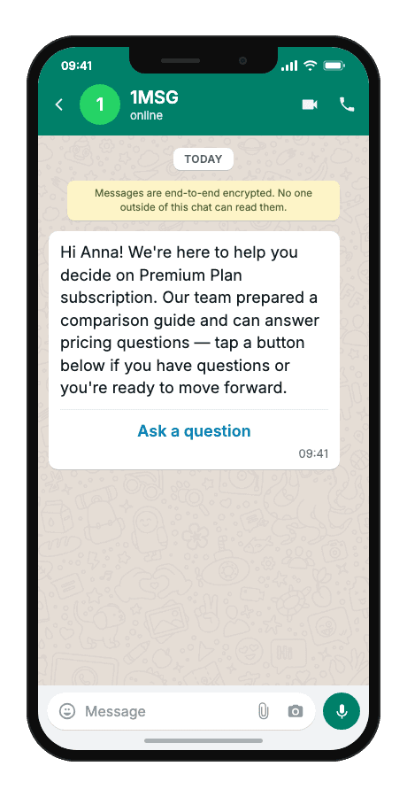WhatsApp Business API for purchase decision nurture