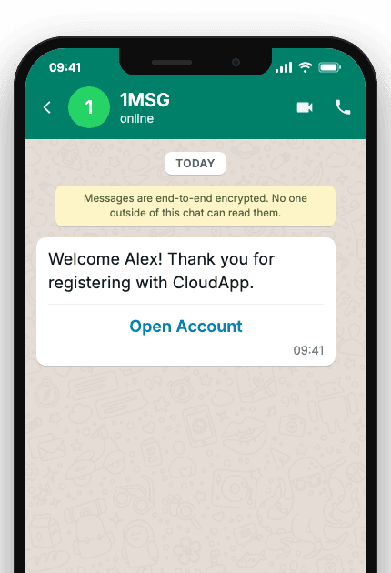 WhatsApp Business API for registration welcome message