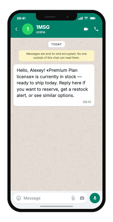 WhatsApp Business API for session reply — availability inquiry