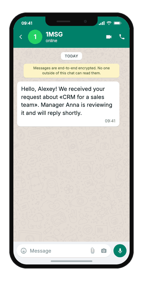 WhatsApp Business API for session reply — incoming client request