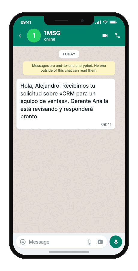 WhatsApp Business API for session reply — incoming client request