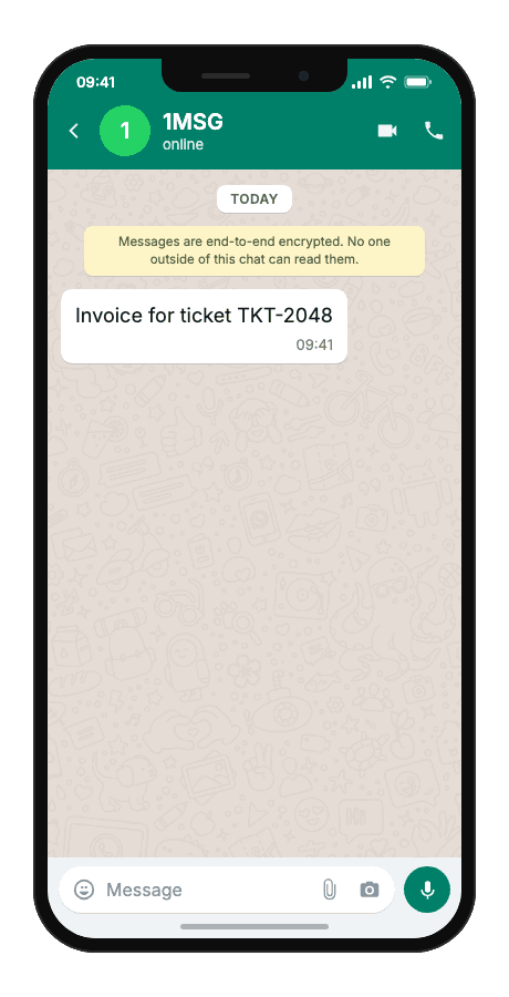 WhatsApp Business API for session send — invoice pdf