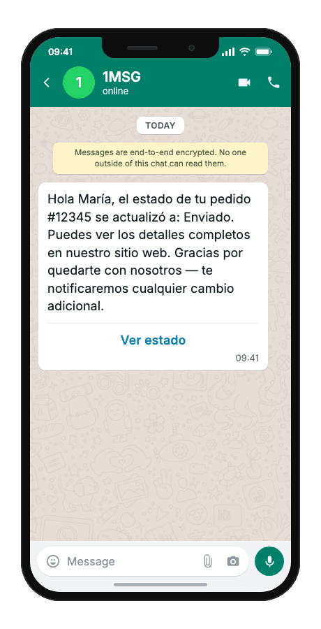 WhatsApp Business API for status change notification