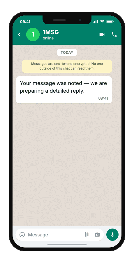 WhatsApp Business API for support acknowledgement — reaction and read receipt