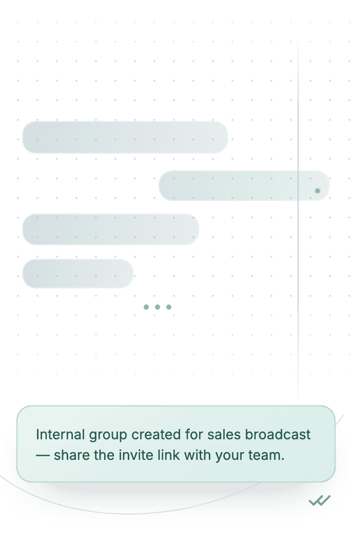 WhatsApp Business API for team broadcast — create whatsapp group