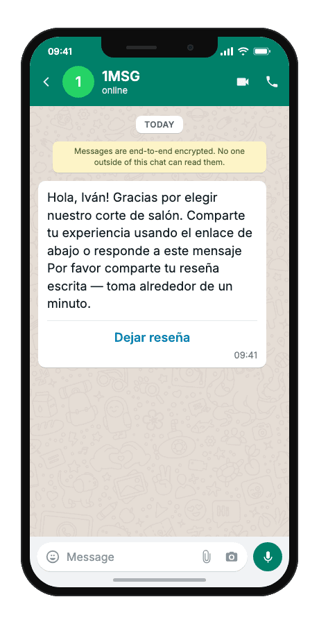 WhatsApp Business API for text review request