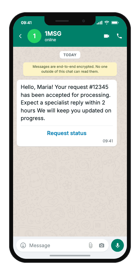 WhatsApp Business API for ticket accepted notification
