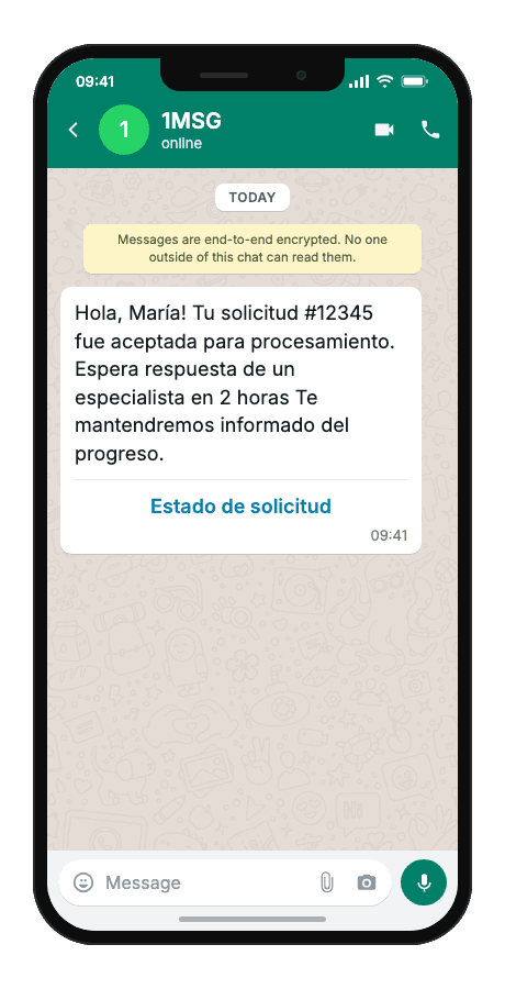 WhatsApp Business API for ticket accepted notification
