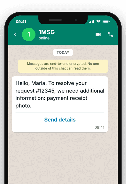 WhatsApp Business API for ticket additional info request