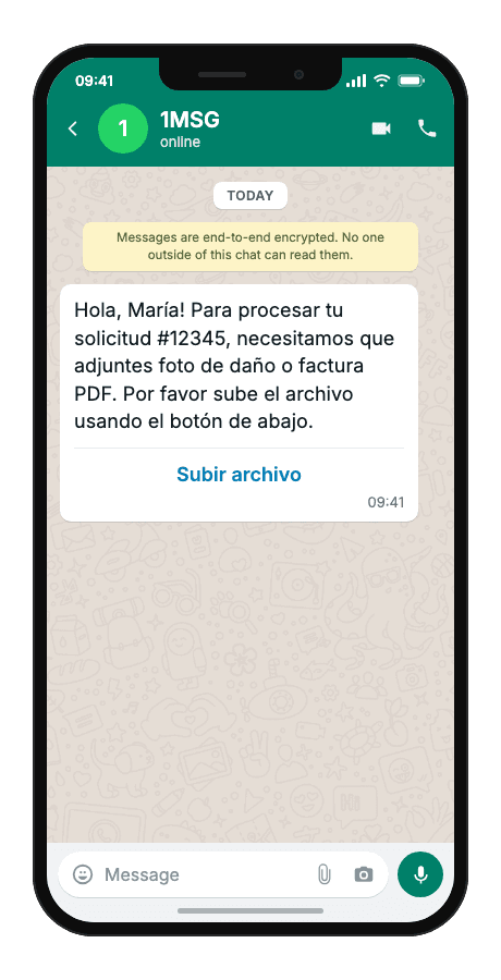 WhatsApp Business API for ticket attachment request