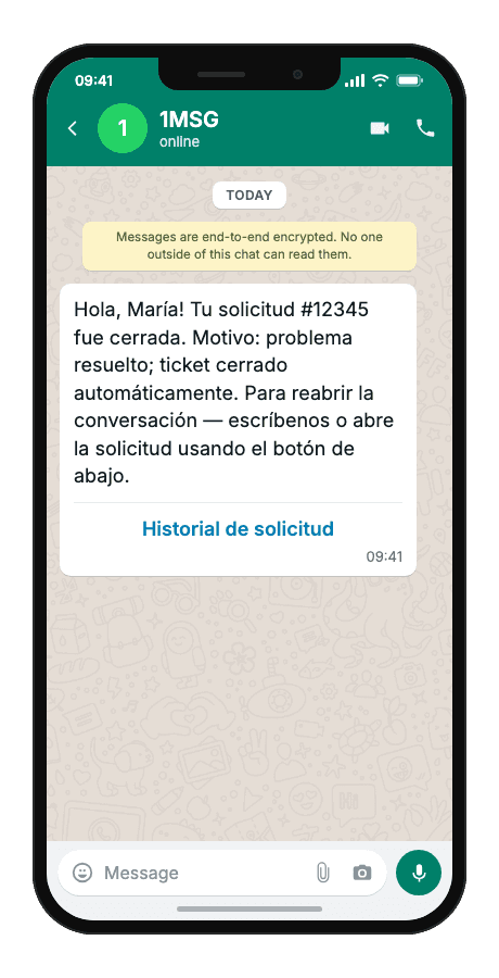 WhatsApp Business API for ticket closed notification