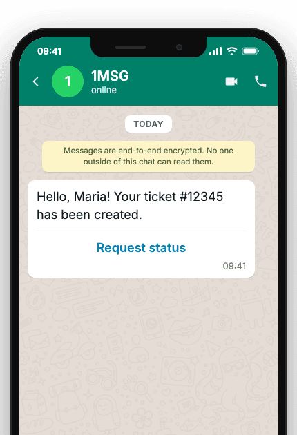 WhatsApp Business API for ticket created notification