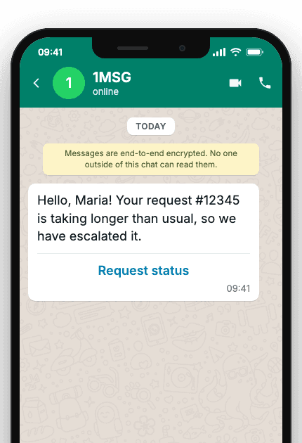 WhatsApp Business API for ticket escalation notification