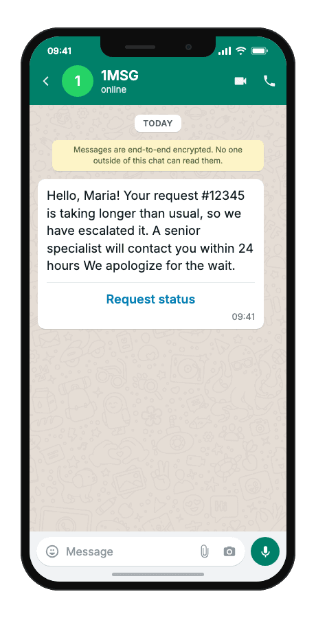 WhatsApp Business API for ticket escalation notification