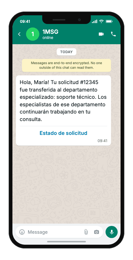 WhatsApp Business API for ticket transfer notification