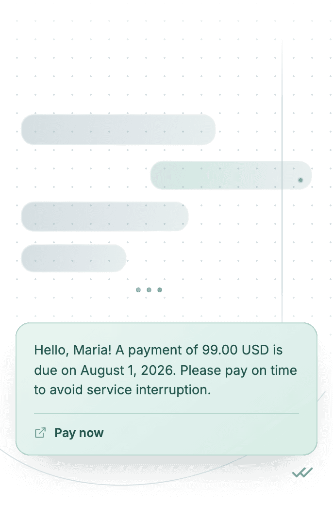WhatsApp Business API for upcoming payment reminder