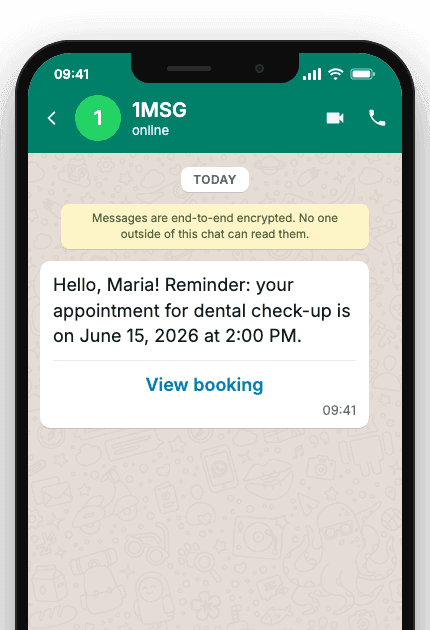 WhatsApp Business API for upcoming visit reminder