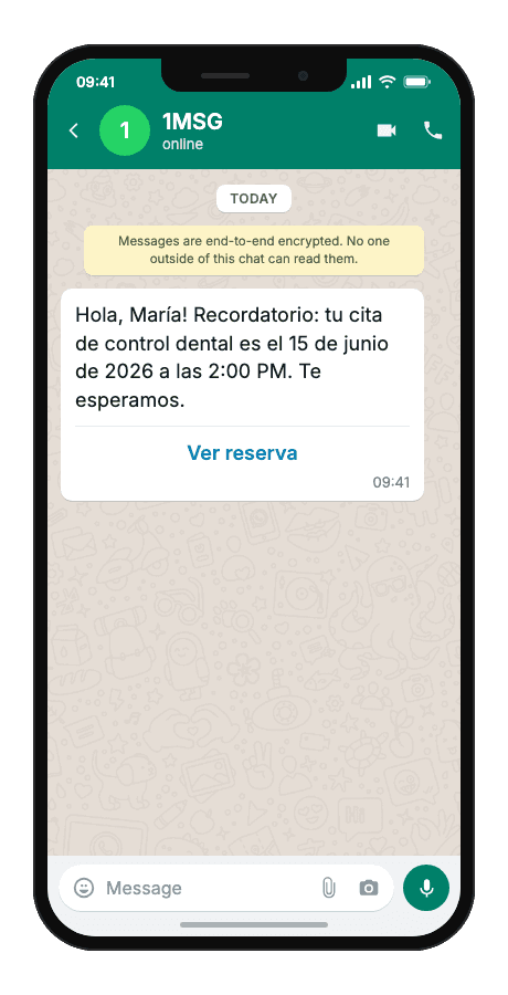 WhatsApp Business API for upcoming visit reminder