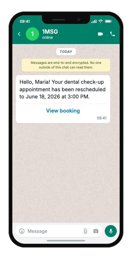 WhatsApp Business API for booking reschedule confirmation