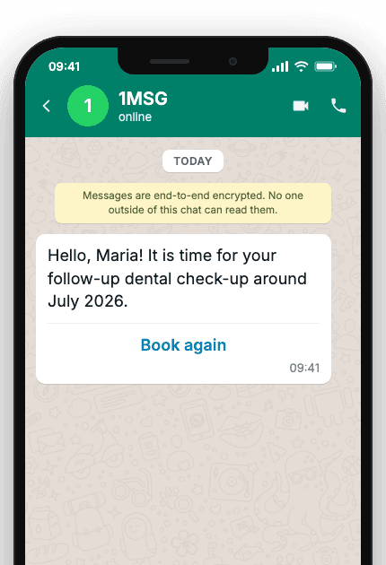 WhatsApp Business API for follow-up visit reminder