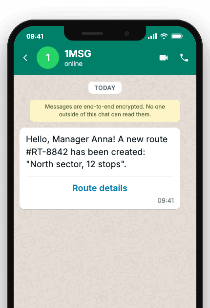 WhatsApp Business API for new route or trip notification