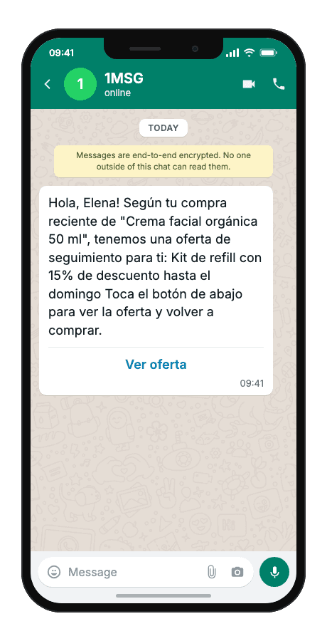 WhatsApp Business API for post-purchase follow-up offer