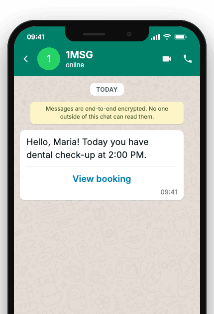 WhatsApp Business API for same-day visit reminder