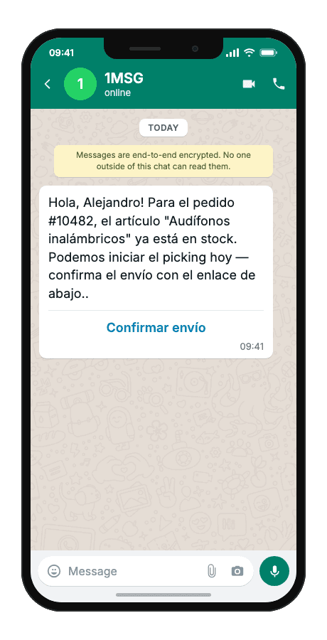 WhatsApp Business API for stock arrival notification