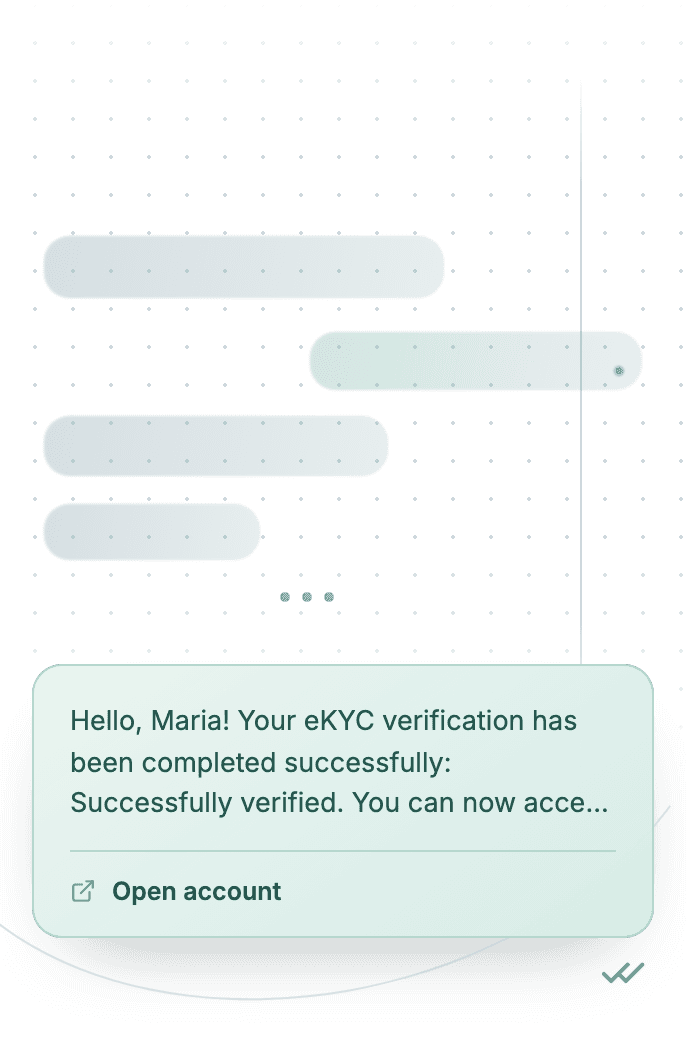 WhatsApp Business API for verification success confirmation
