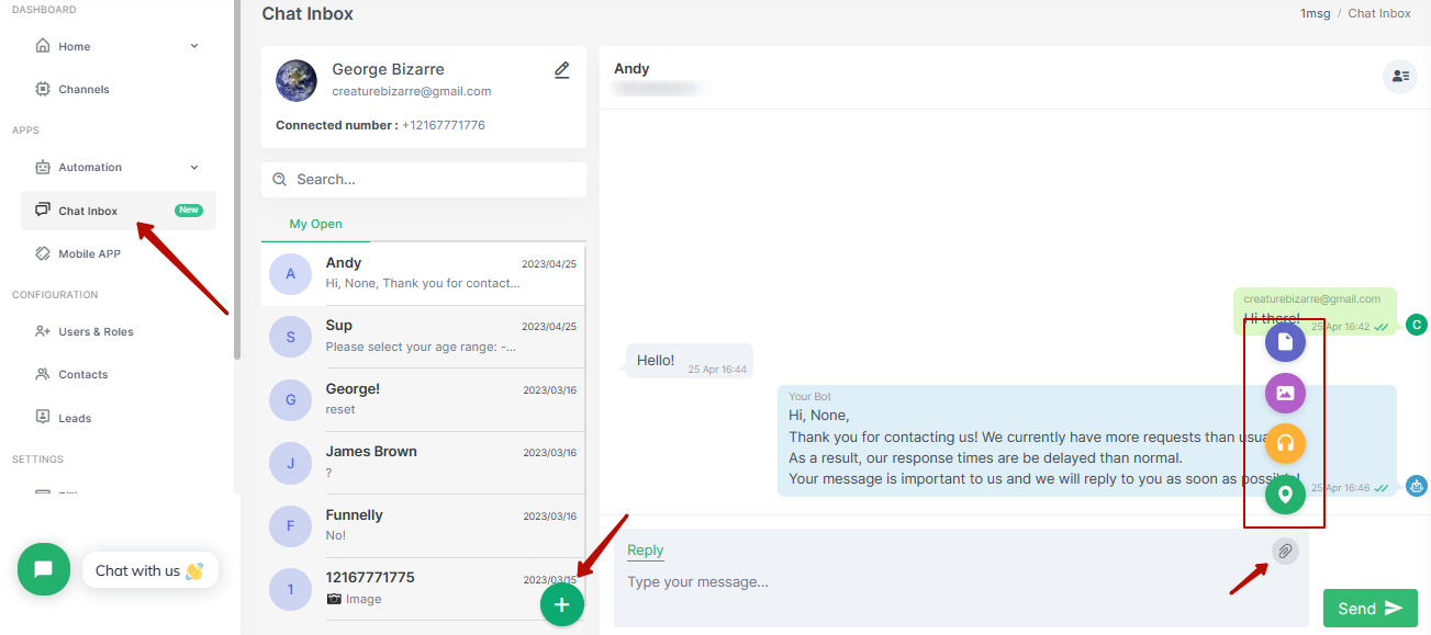 Shared team inbox chat