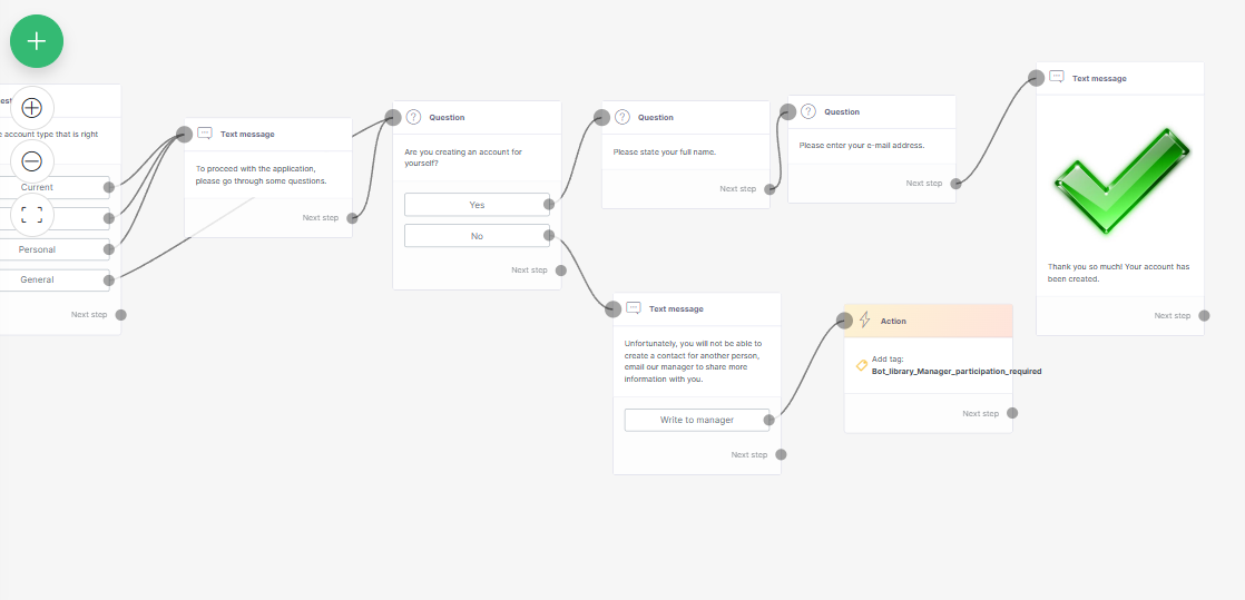 Bank Account chatbot scenario